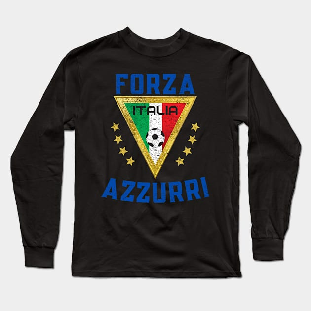 Forza Azzurri Italy Soccer Long Sleeve T-Shirt by Ruffeli